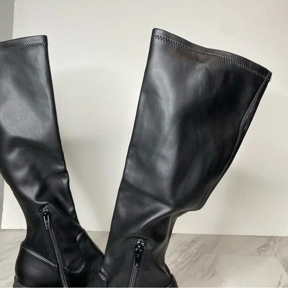 Steve Madden Derby Black Chunky Lug Sole Tall Boot 11M